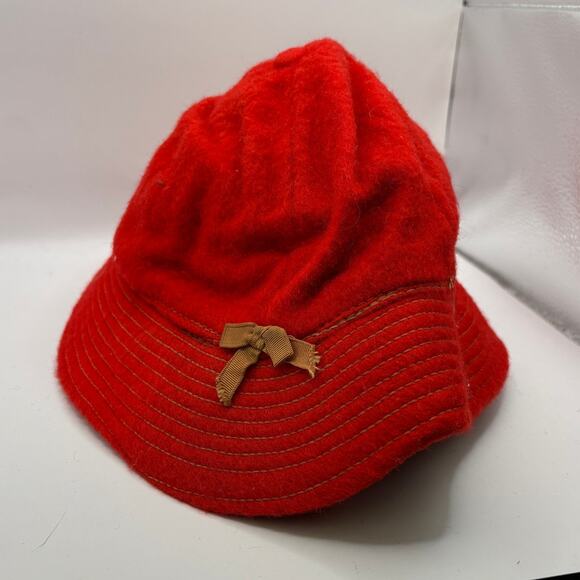 Vintage 50s Woolrich Bucket Hat Womens Size 7 1/8 Red Felt Wool Boho Outdoor main image 4